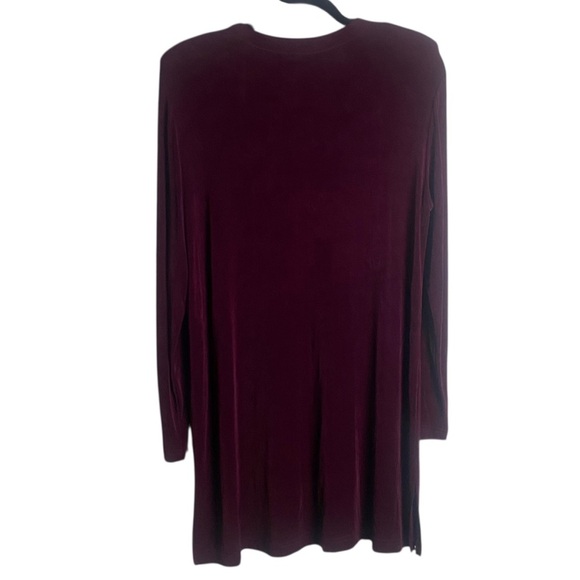 Rabbit Rabbit Rabbit Size 12 Duster Cardigan Burgundy Slinky Strech Long Vintage - Picture 2 of 7